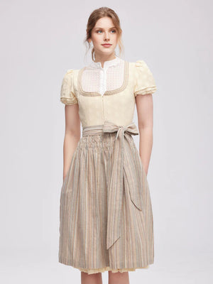 Die faszinierenden Dirndl: Dirndl mit Reißverschluss vorne, Dirndl einfarbig, Gelb Dirndl