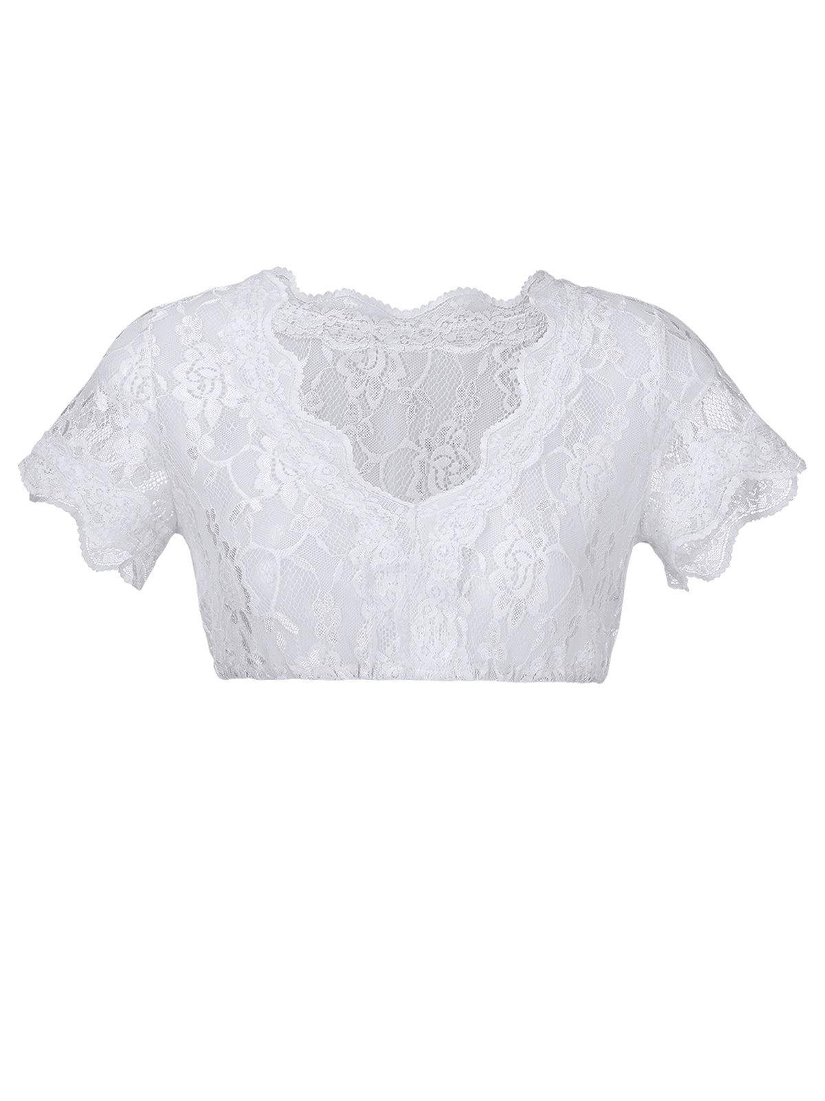 V-kaula-aukon naiset Valkoinen dirndlblous jasmiini