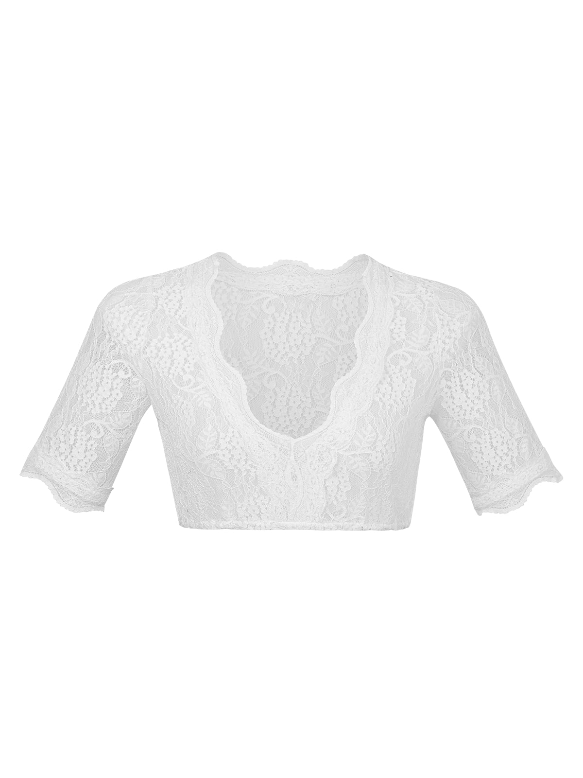 Kort arm v-hals hvide kvinder dirndlblous lilly