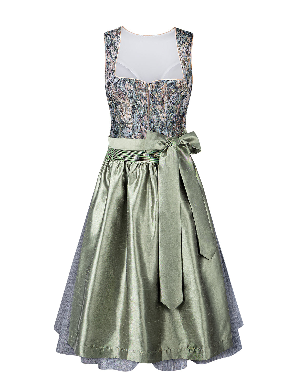 Kvinders grønne lynlås front blomstermønster dirndl bianca