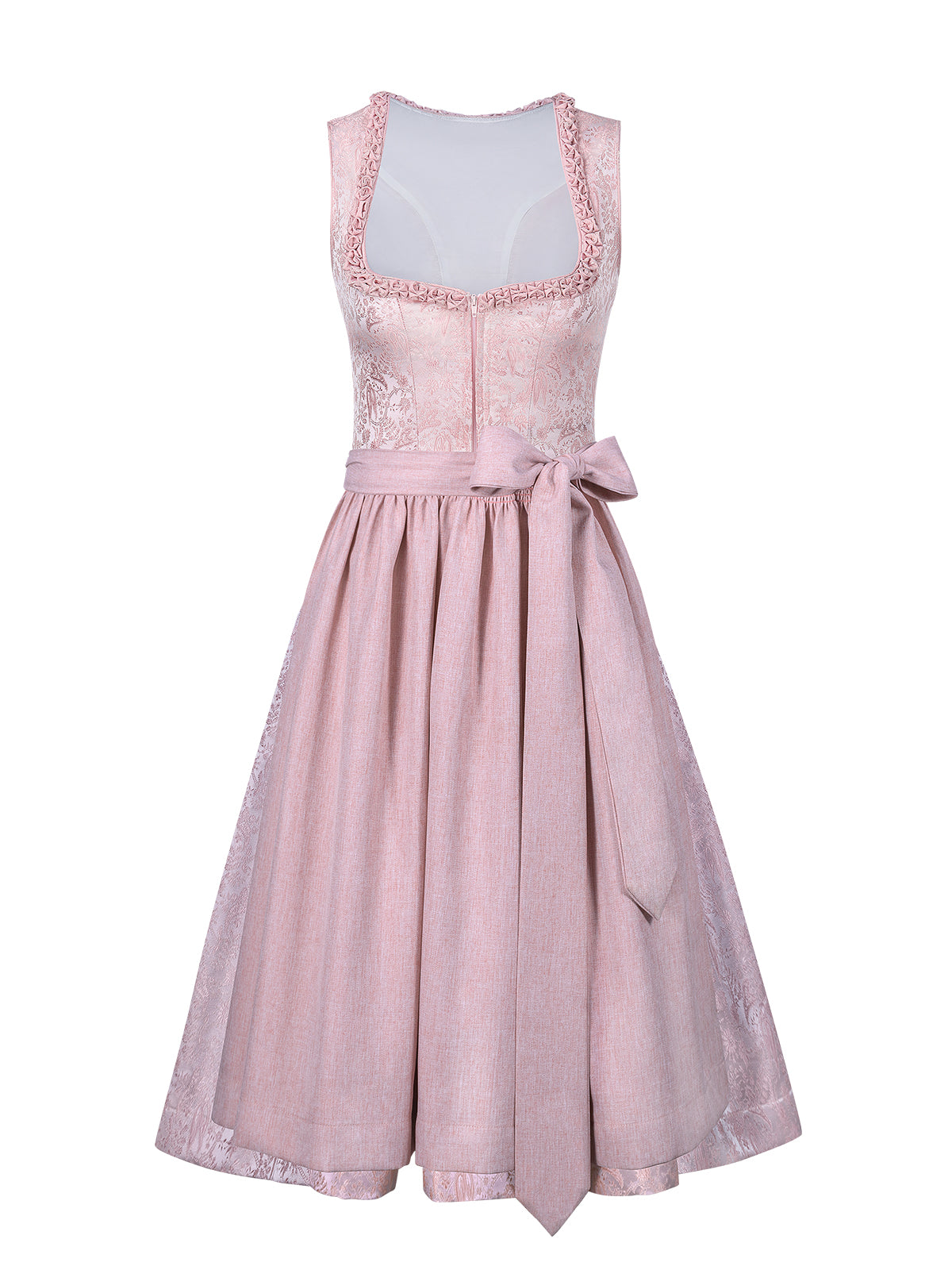 Kvinders lyserøde lynlås front blomstermønster dirndl rita