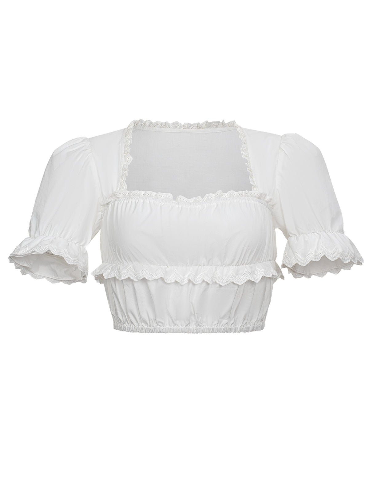 Valkoinen suora osa dirndlblous terri