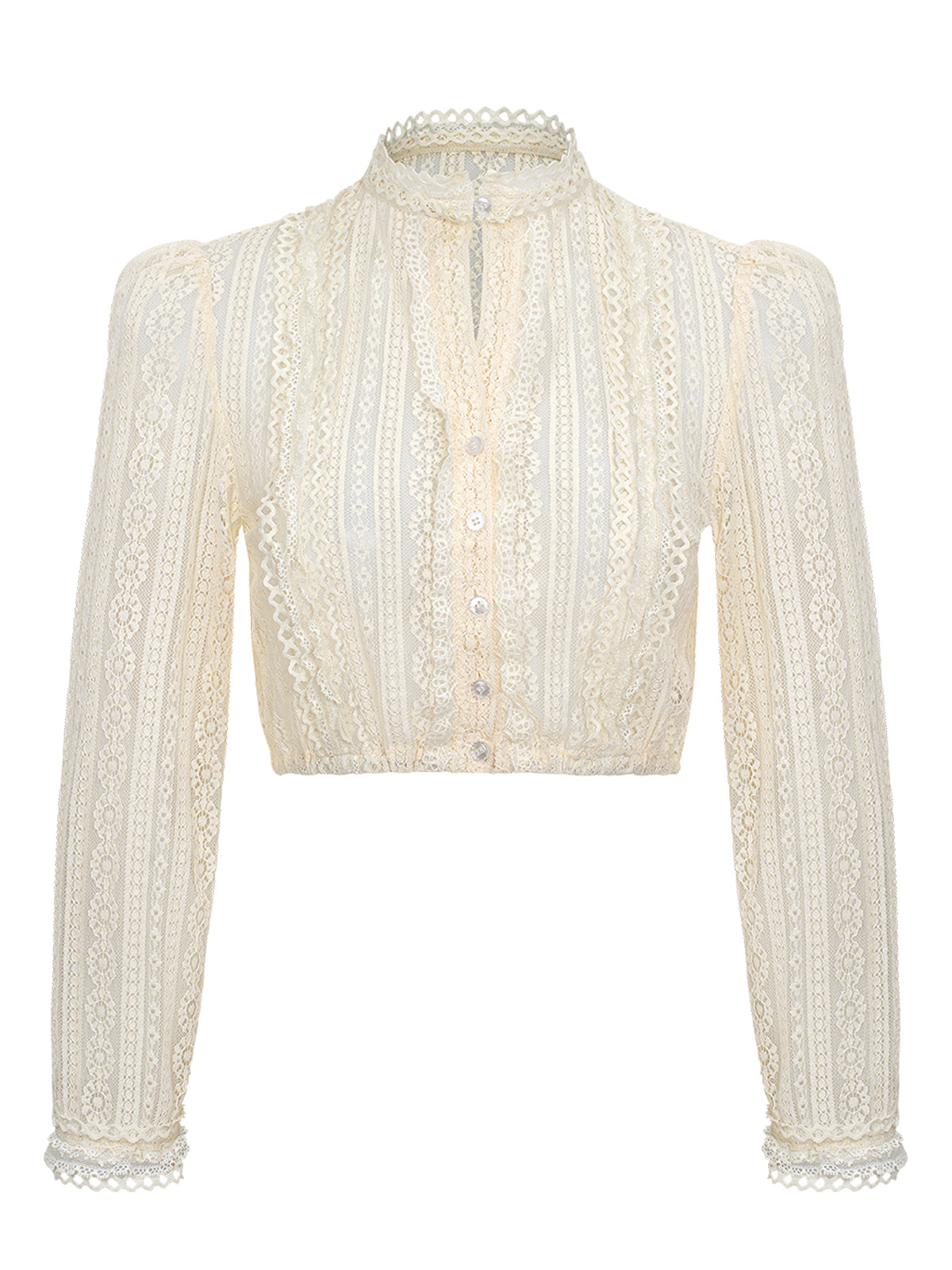 Beige hochstahl dirndlblous velin