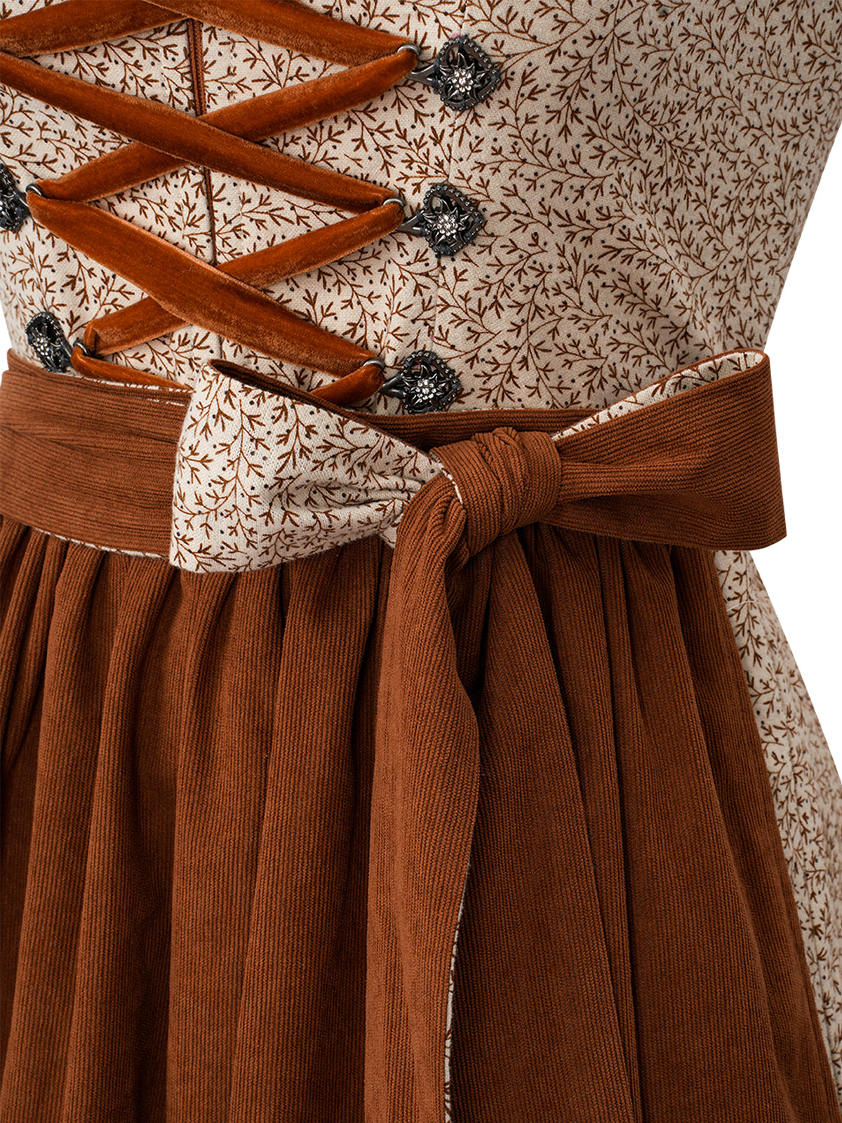 Brun hjerteudskæring blomster mønster dirndl tammy