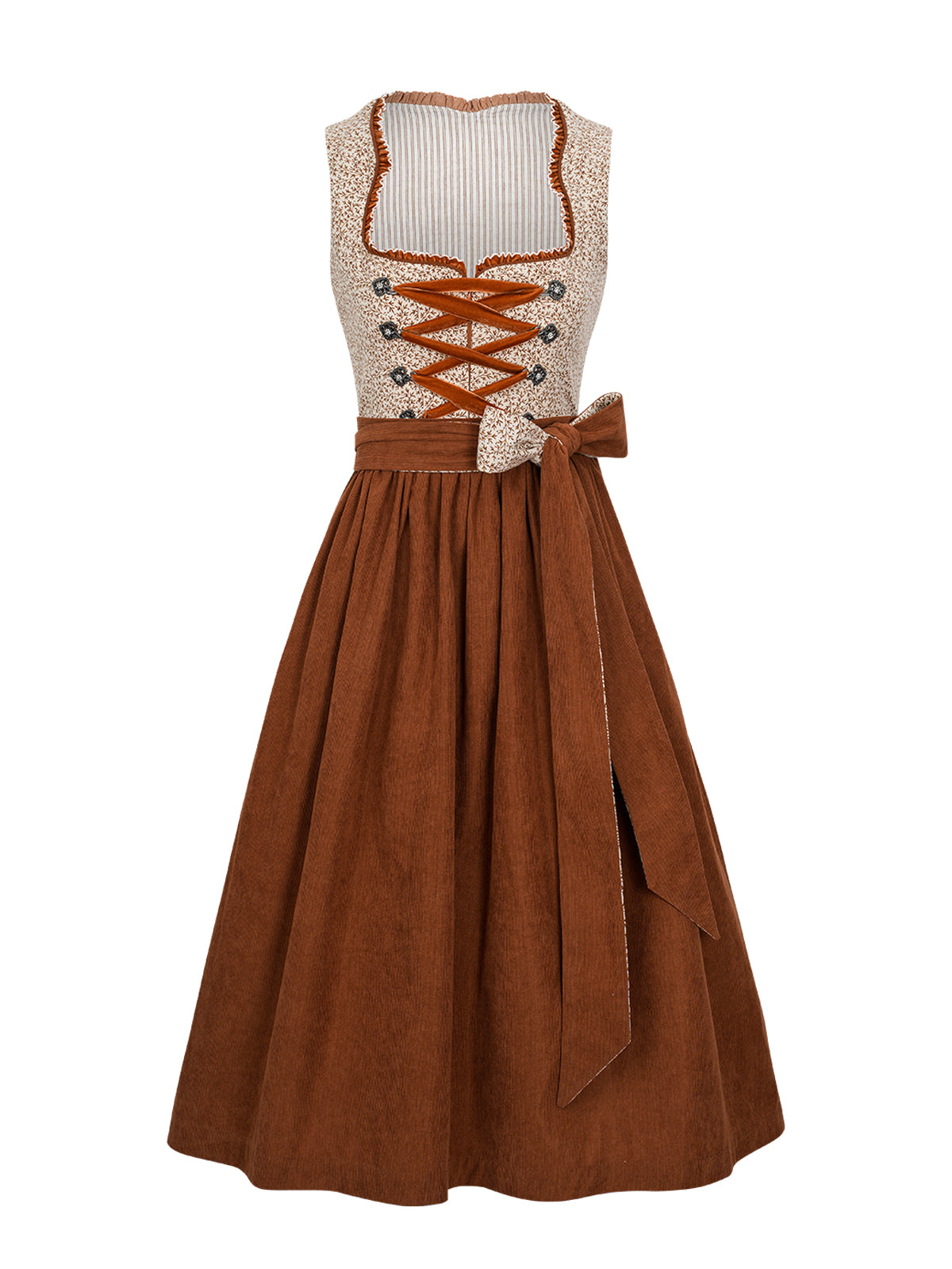 Brun hjerteudskæring blomster mønster dirndl tammy