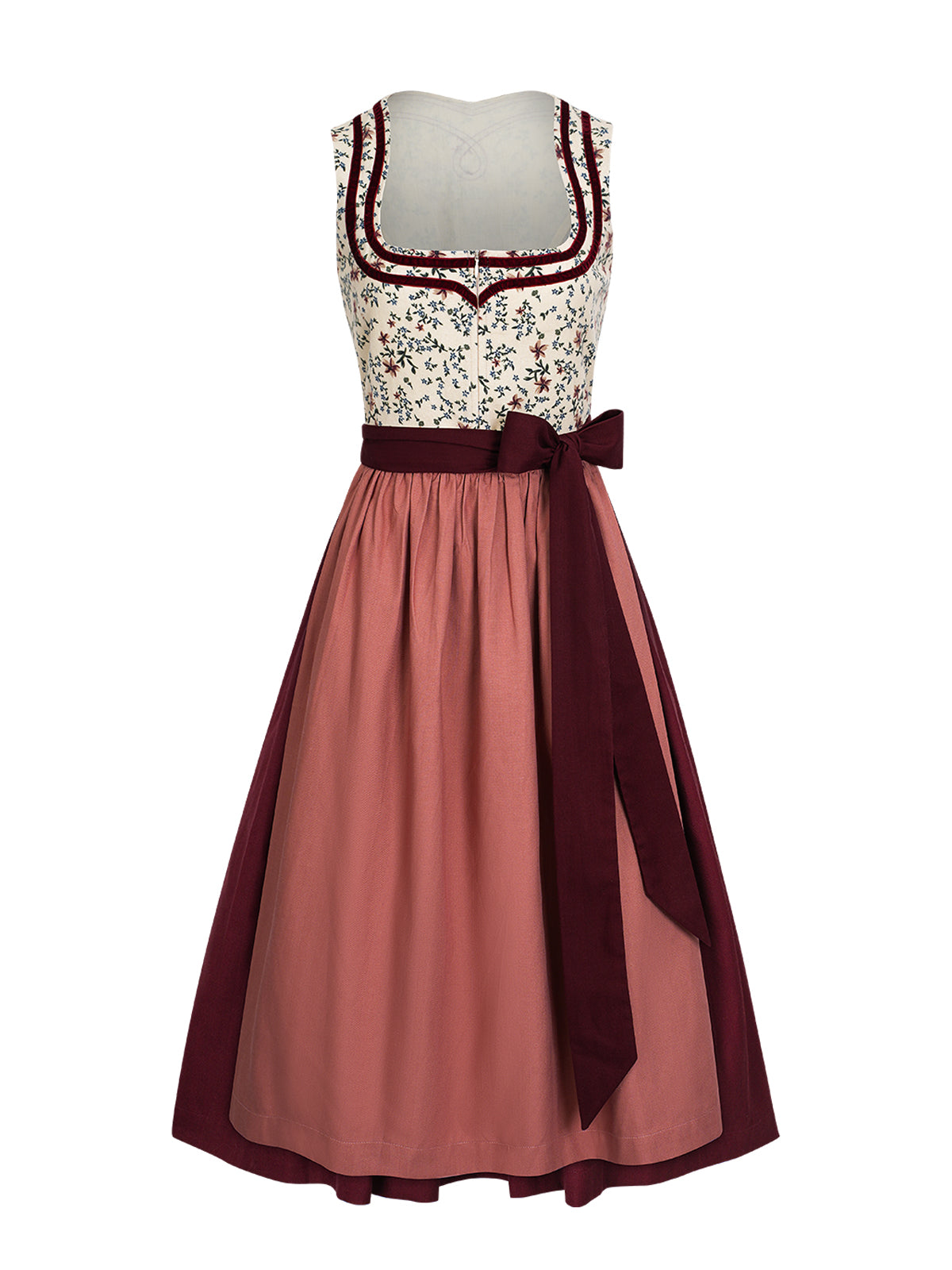 Rød lige udløb blomstermønster Dirndl Ingrid