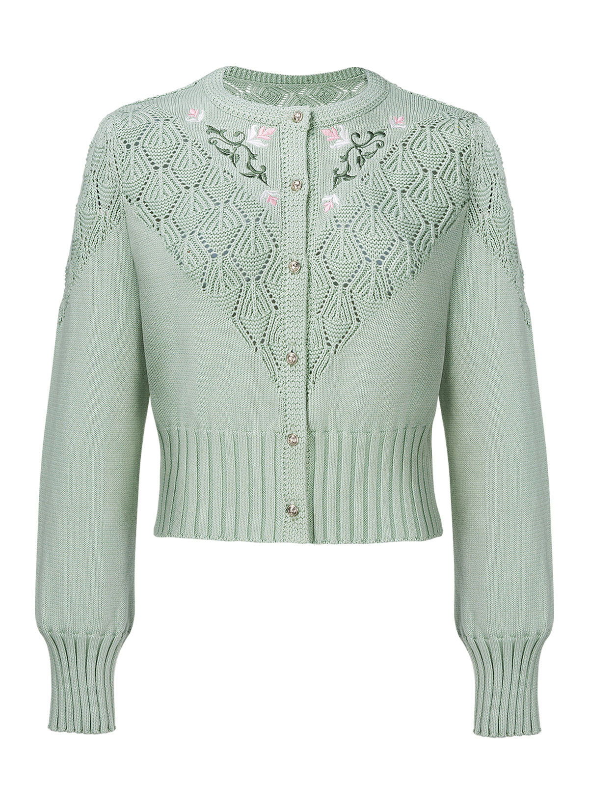 Grønne knapper brede kvinder, der strikker Hann