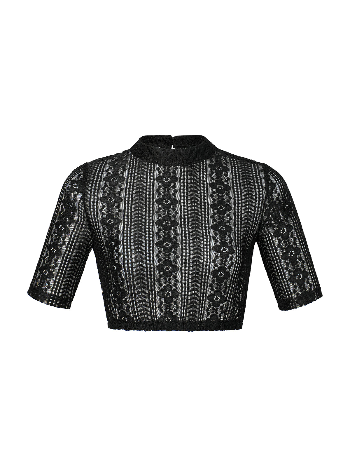 Halbworm High -Necked Black Ladies Dirndlblous Inga