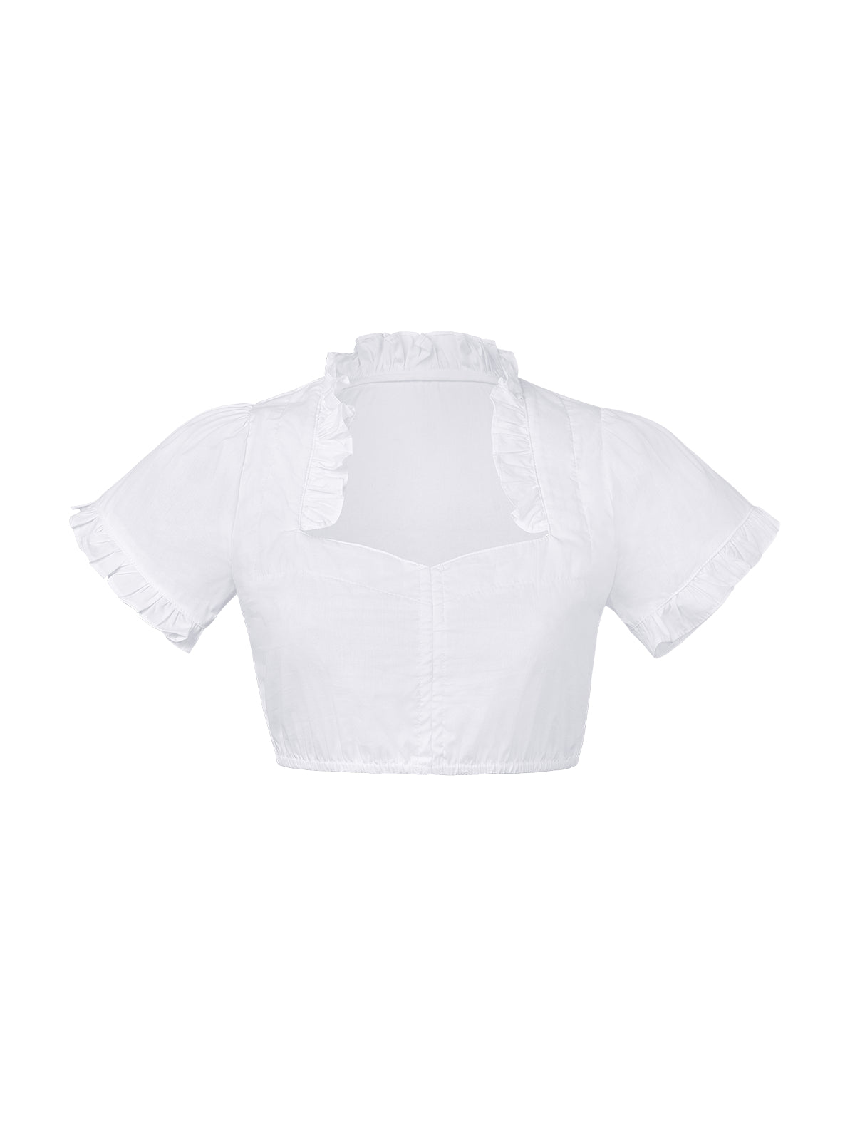 Kortærmet hjertehalsudskæring hvide damer dirndlblous clea