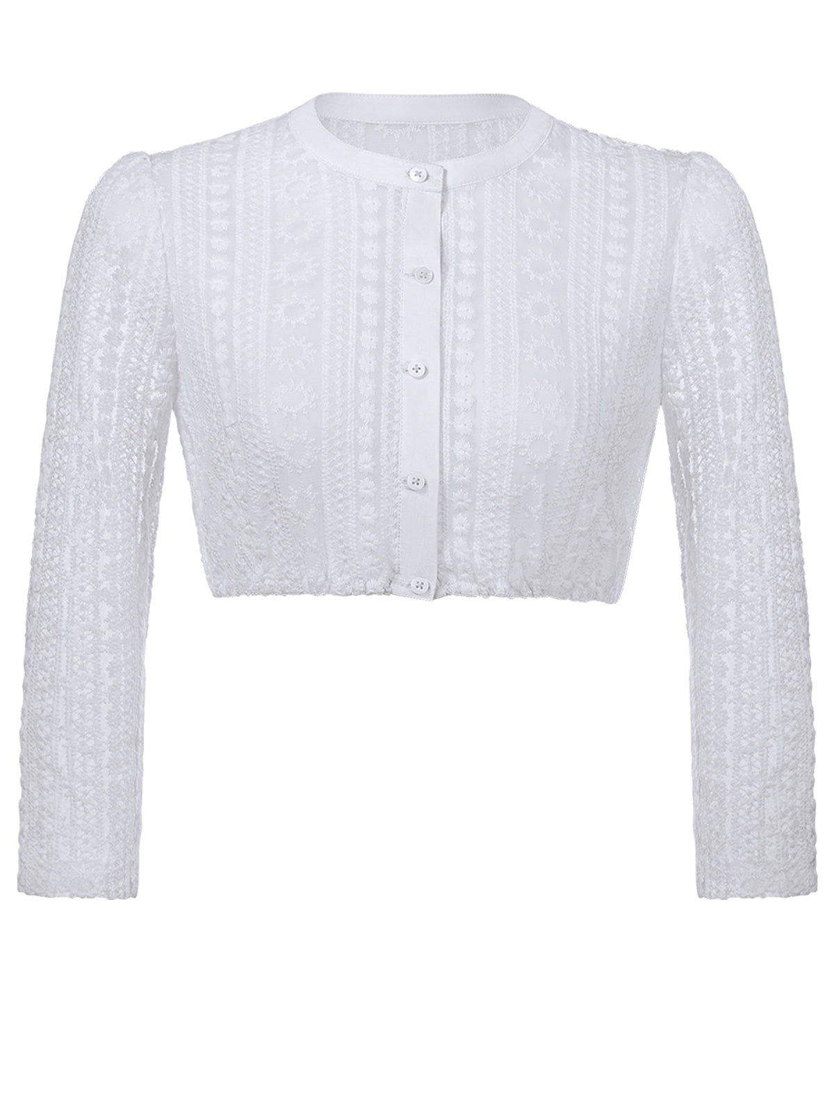 Langærmet høj -nekket hvide kvinder Dirndl bluser Weny