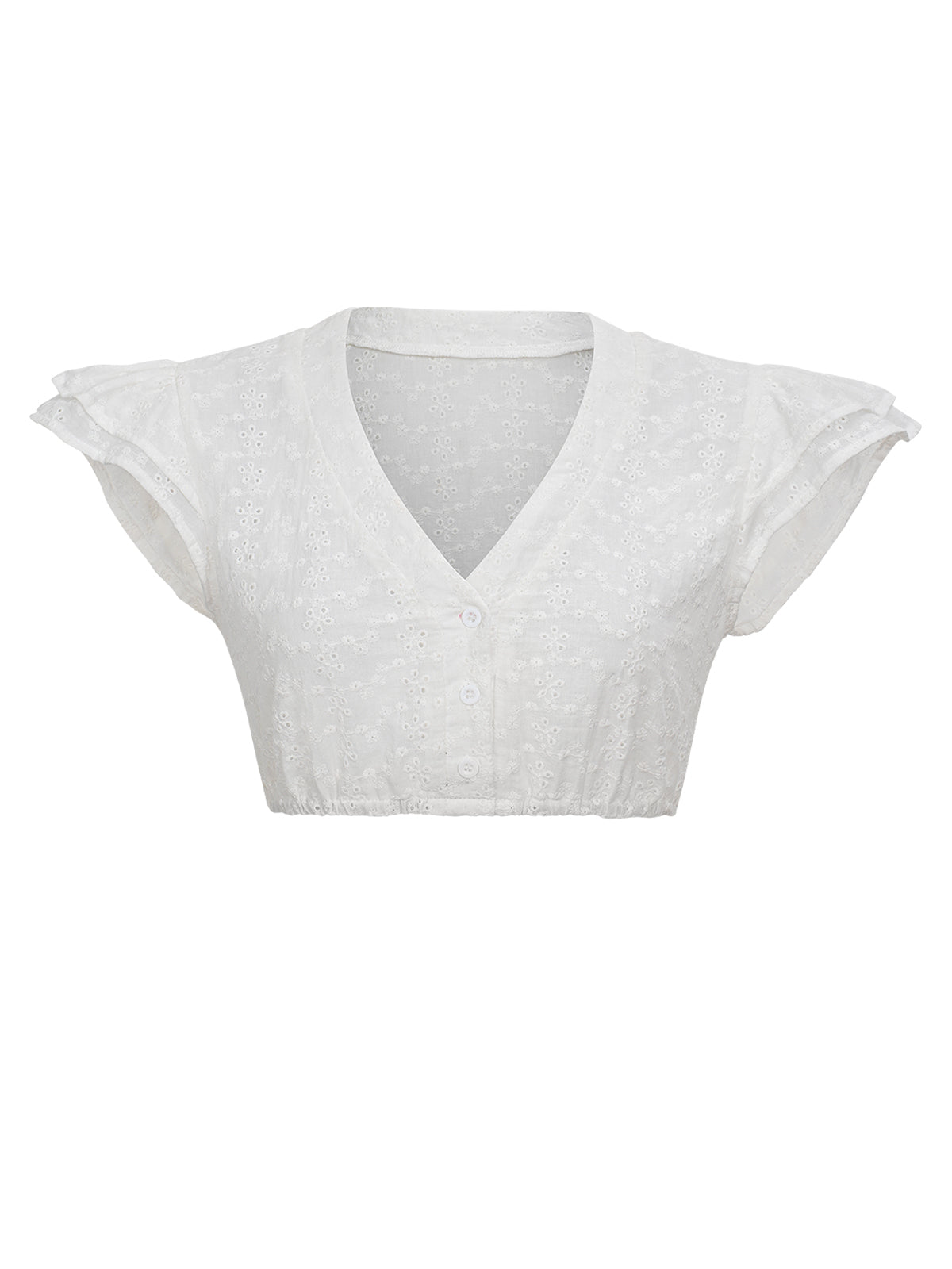 Valkoinen V-kaula-aukko dirndlblous tess