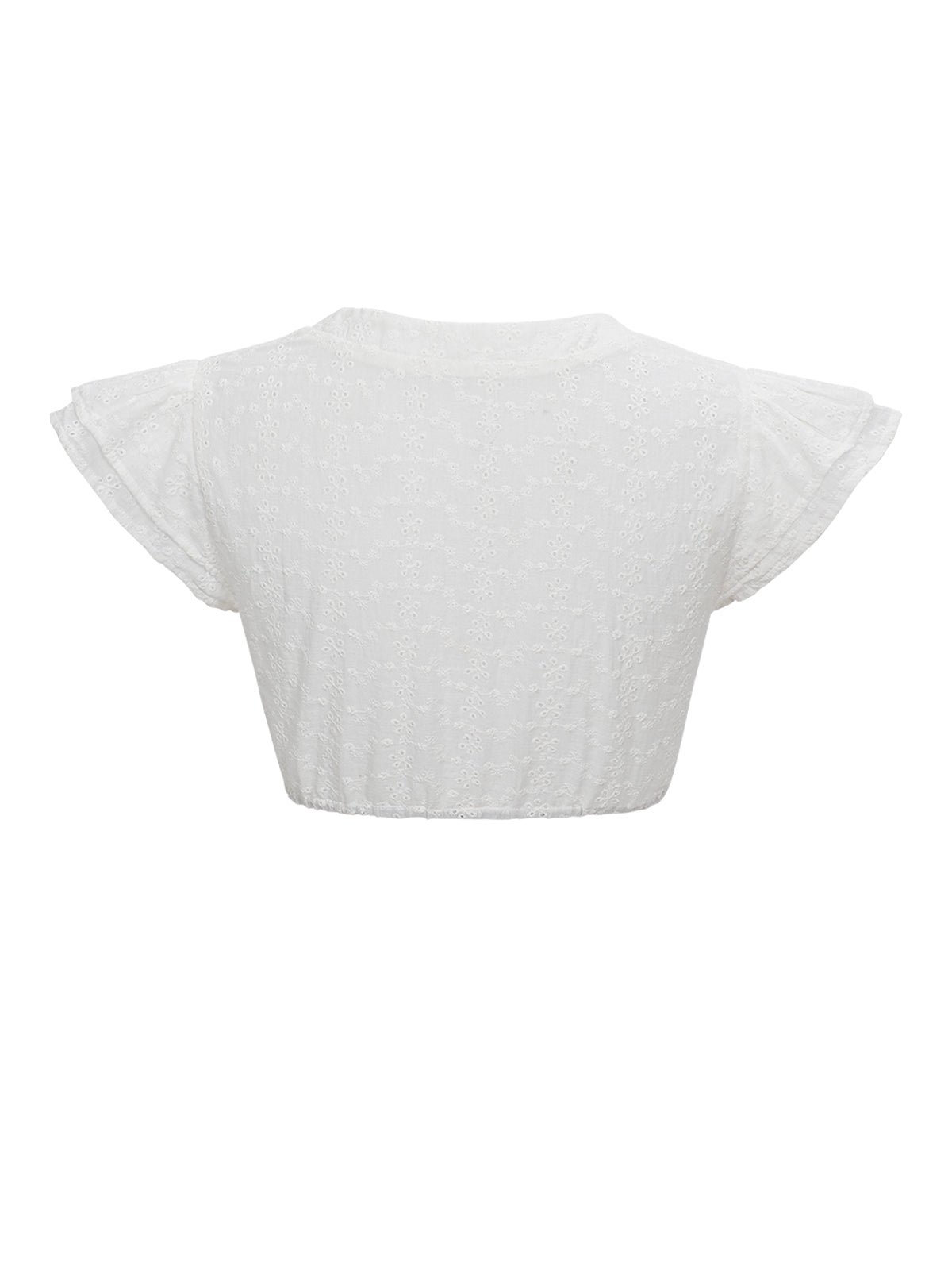 Valkoinen V-kaula-aukko dirndlblous tess