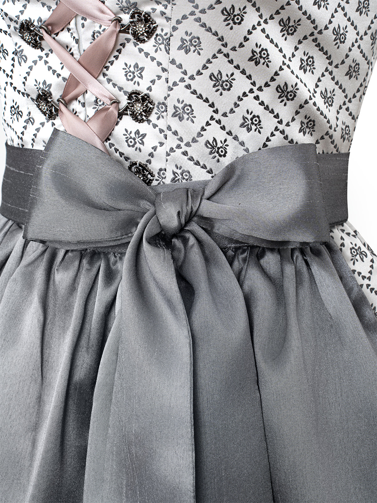 Grå hjerteudskæringskrog lukning overalt mønster Dirndl Daniela