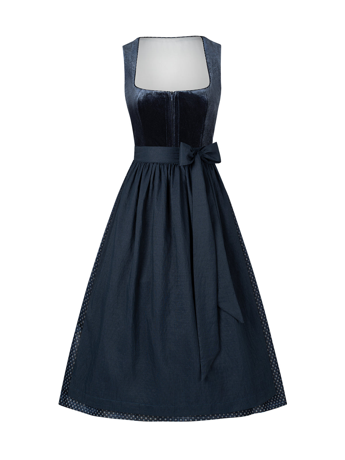 Blue straight section of structured dirndl Stella