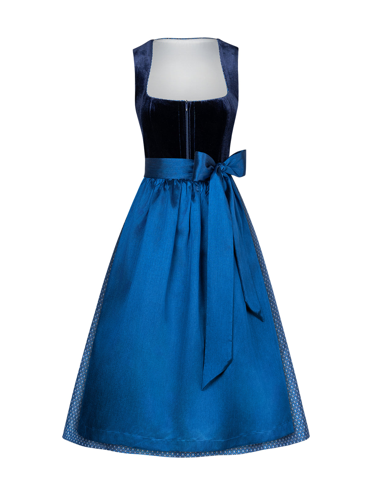 Blue straight section of structured dirndl Leonie