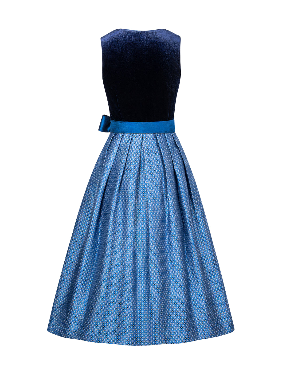 Blue straight section of structured dirndl Leonie
