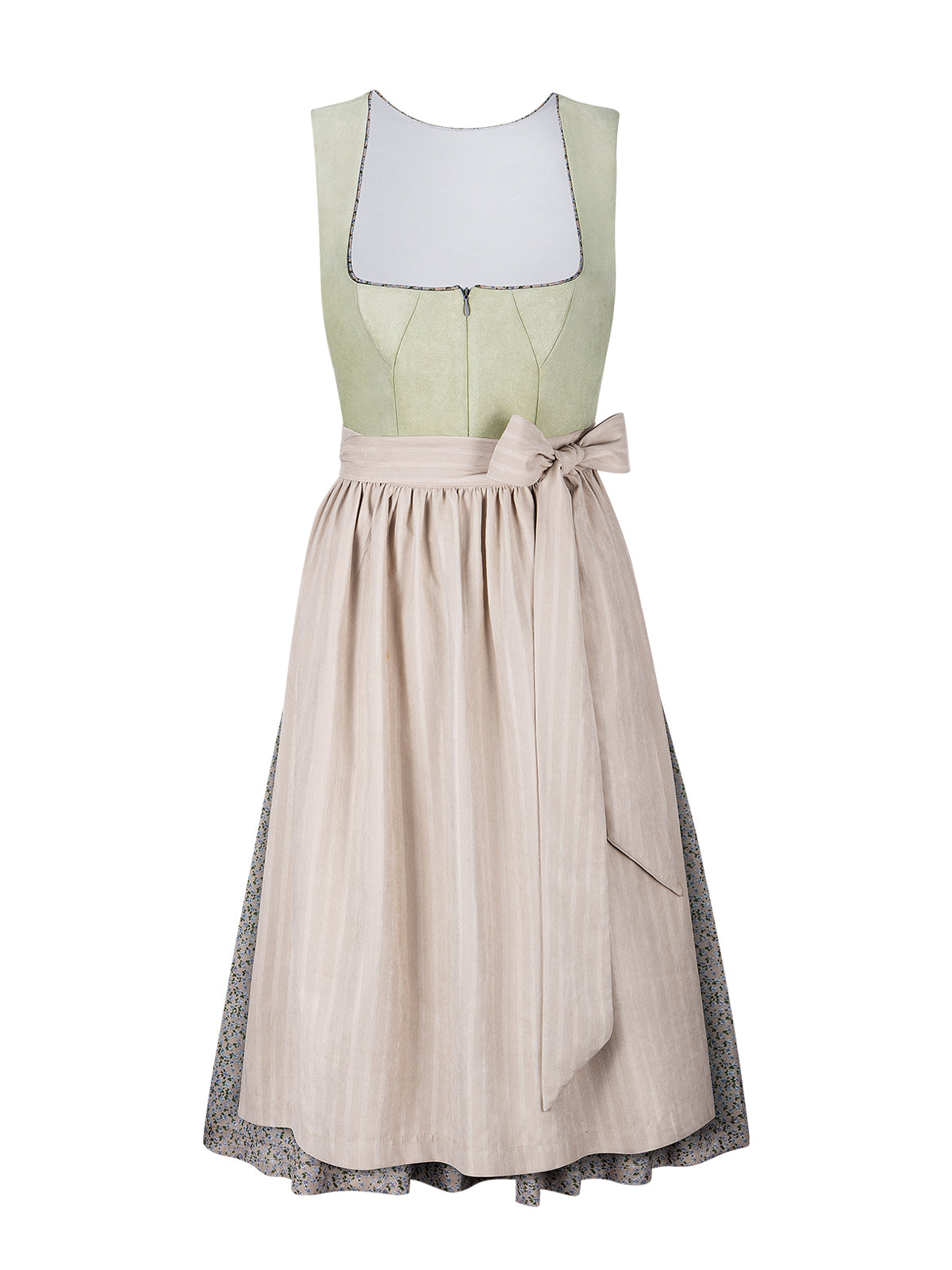 Kvinders grønne lynlås front blomstermønster dirndl nila