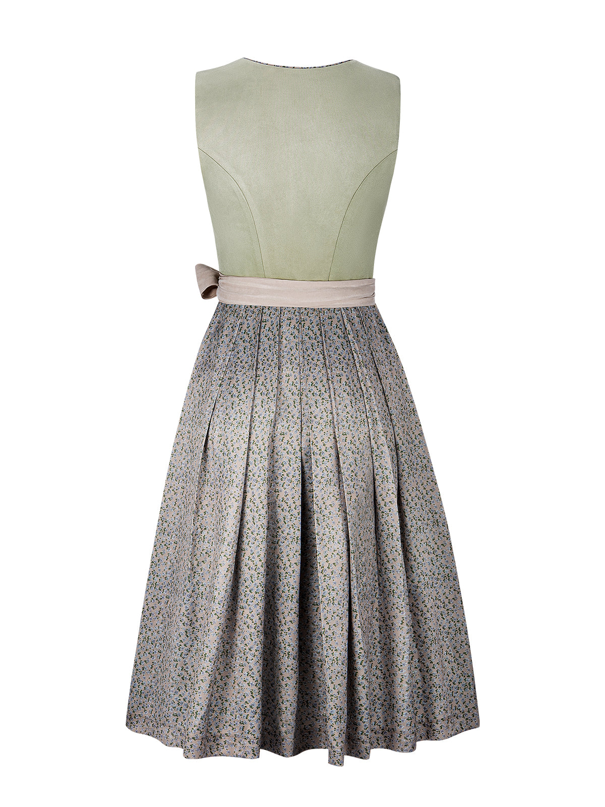 Kvinders grønne lynlås front blomstermønster dirndl nila