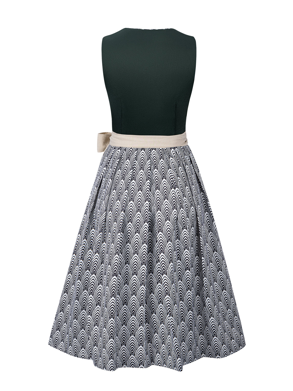 Kvinders grønne lynlås på det forreste geometriske mønster Dirndl Veronika