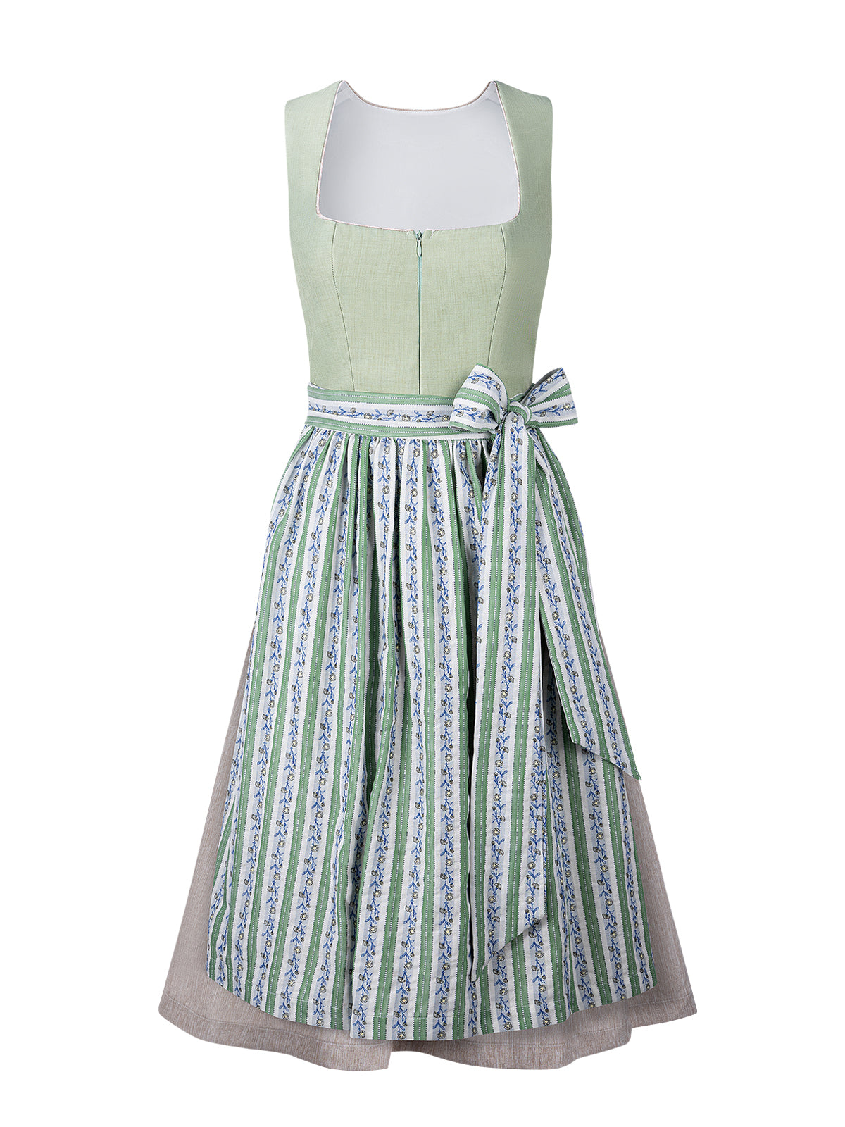 Kvinders grønne lynlås front blomstermønster Dirndl Kristin