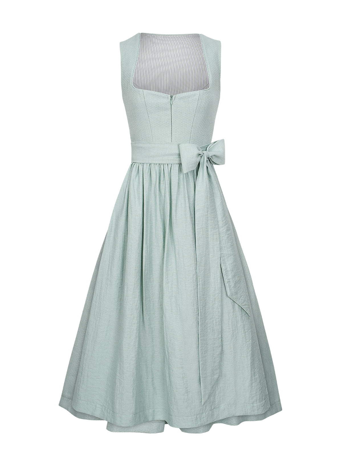 Grøn hjertehalsudskæring i enfarvet Dirndl Camille