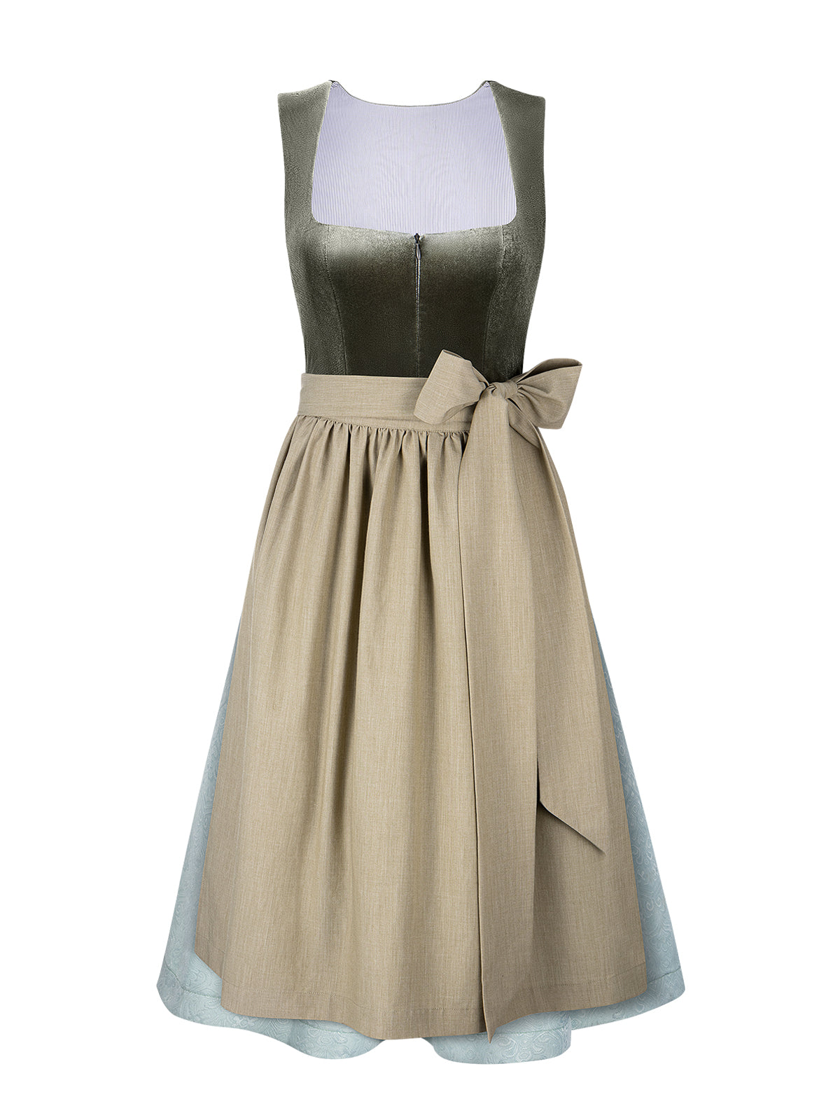 Kvinders grønne lynlås på front dirndl watt