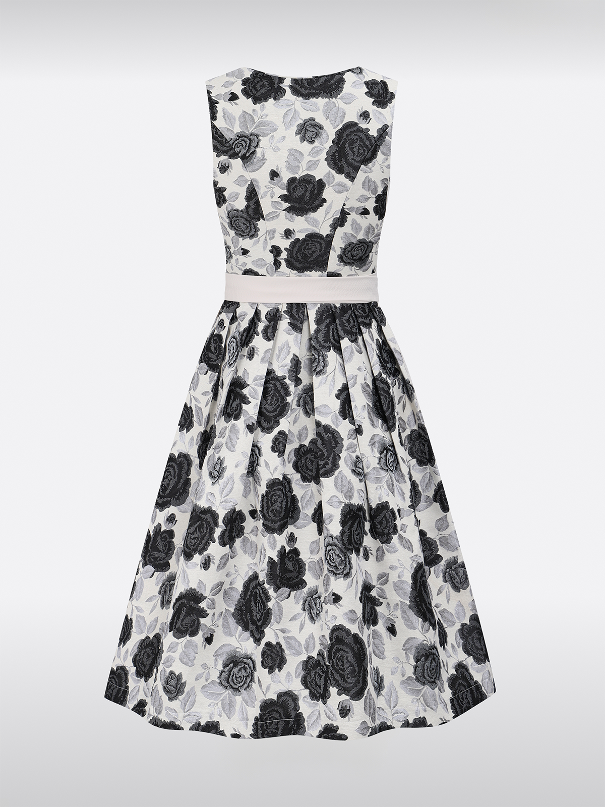 Sort lige udløb blomster mønster dirndl royan