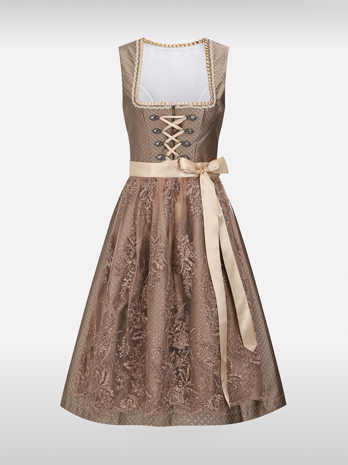 Brun lige udløbskrog lukning overalt mønster dirndl nele