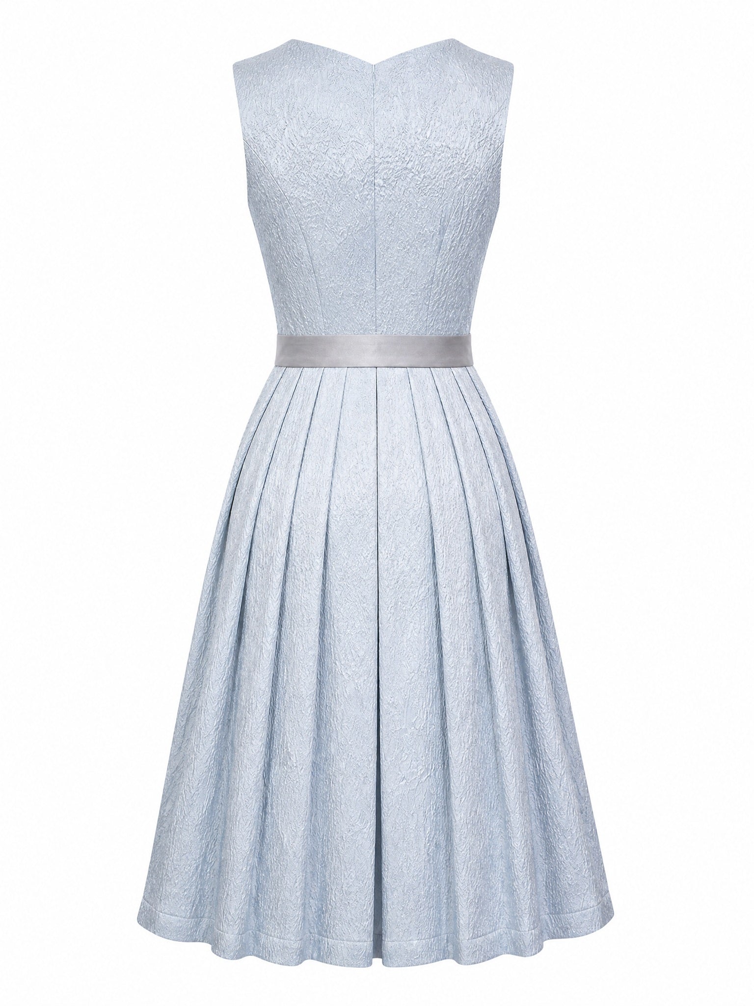 Dirndl Isabel in Eisblau mit Perlgrau Schürze - Rückansicht