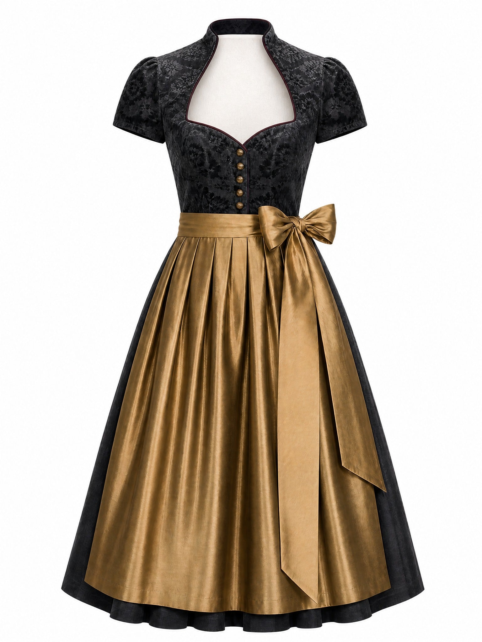 Dirndl Lotta in Mineralgrün mit Elfenbein Schürze - Vorderansicht