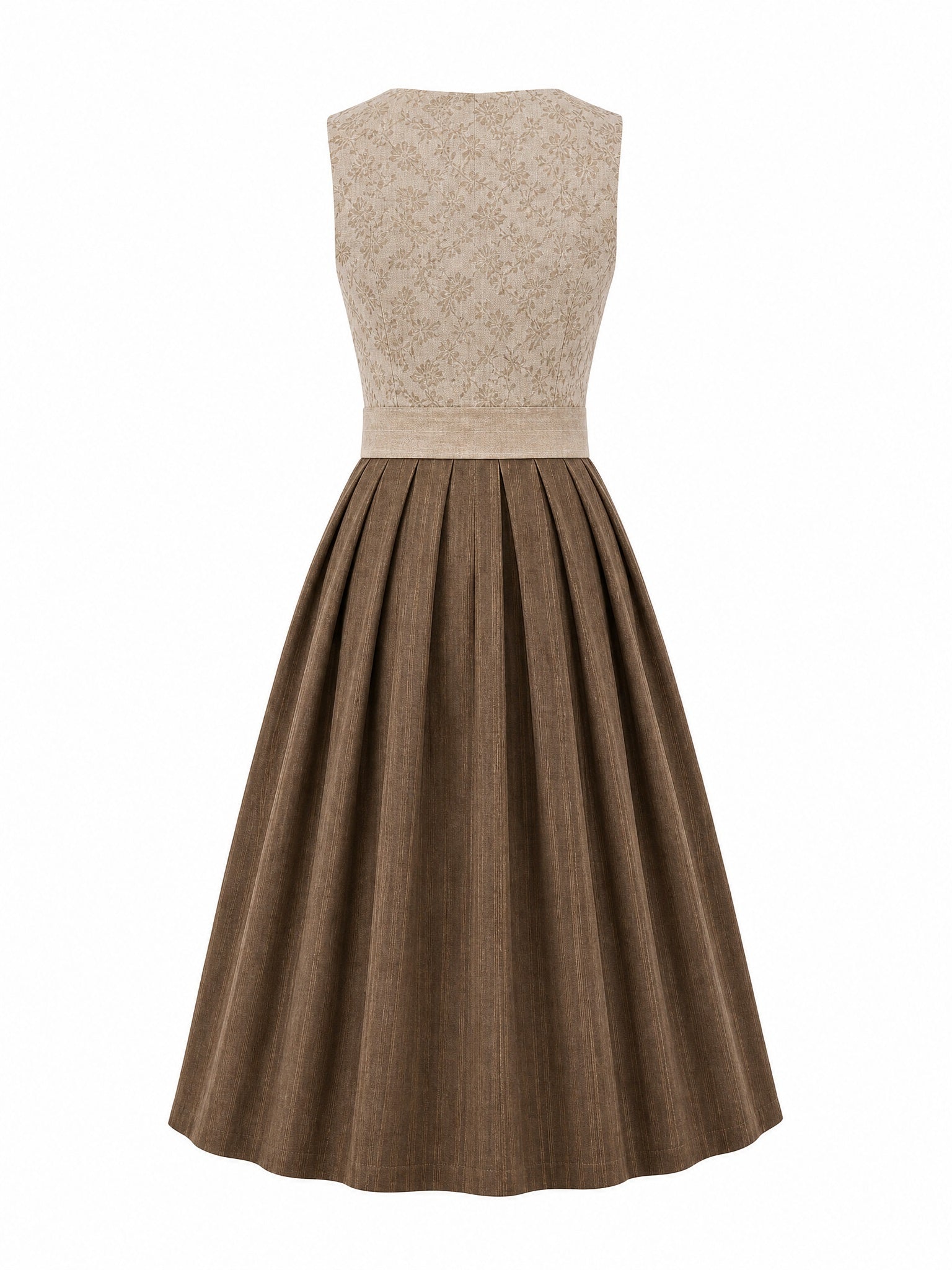 Dirndl Elisa in Haferbeige mit Warmer Sand Schürze - Rückansicht