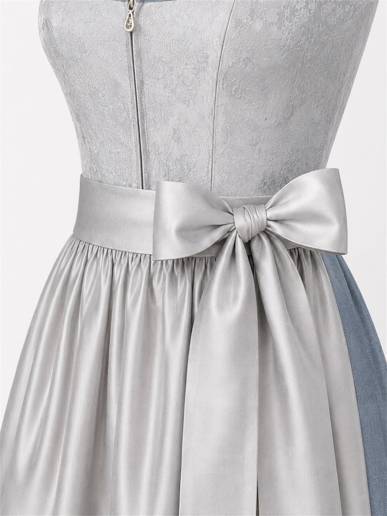 Silberblau Eckiger Ausschnitt Dirndl Enna