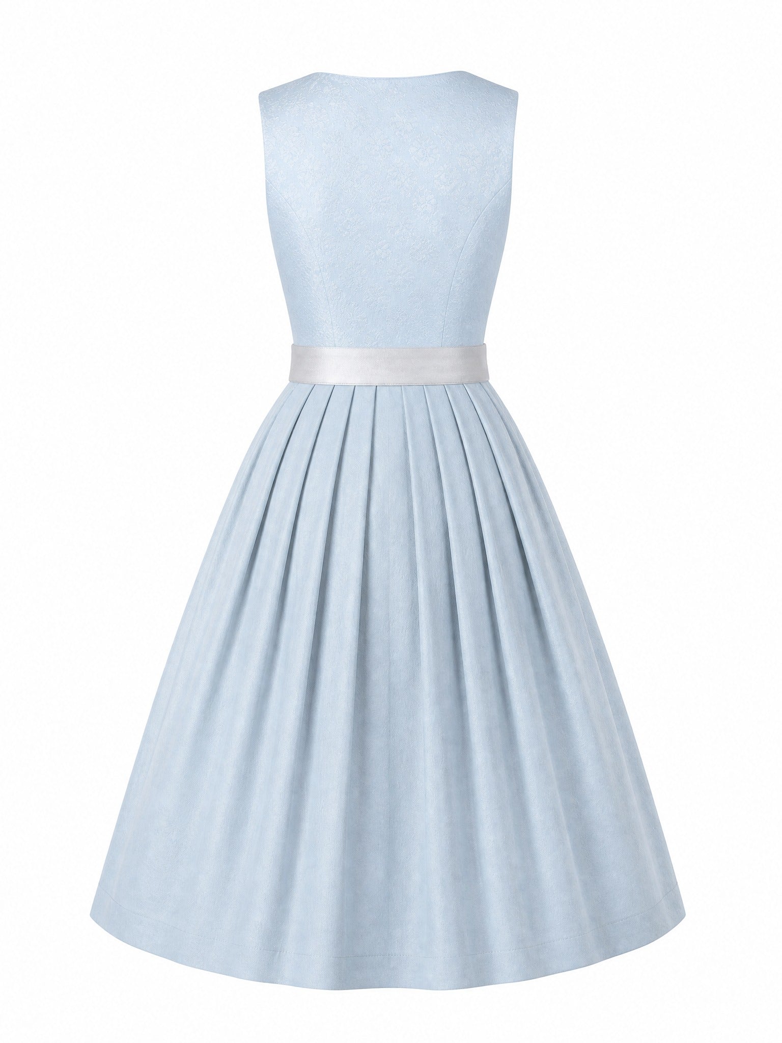 Dirndl Sophia in Eisblau mit Perlgrau Schürze - Rückansicht