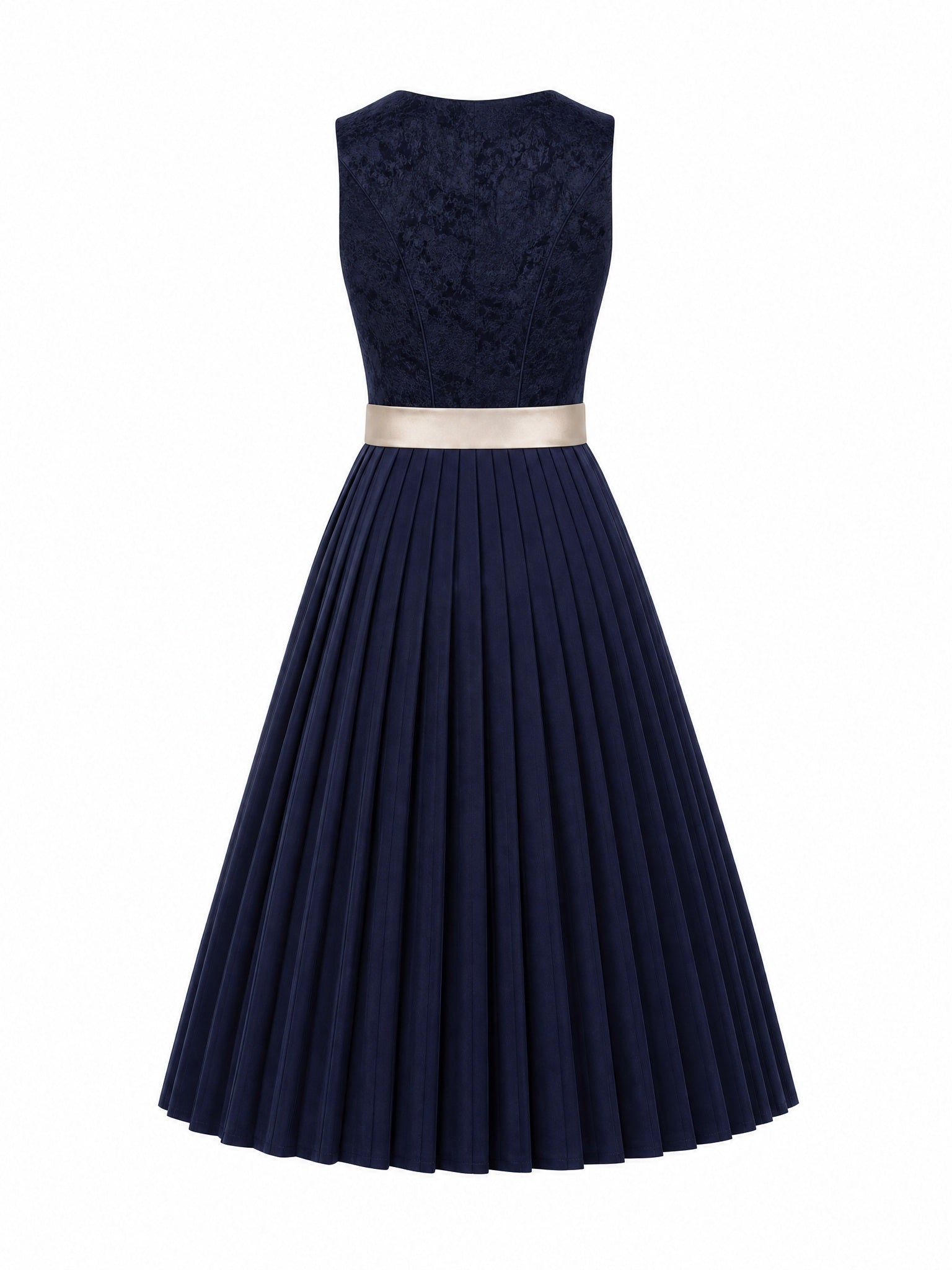 Dirndl Lara in Mitternachtsblau mit Champagner Schürze - Rückansicht