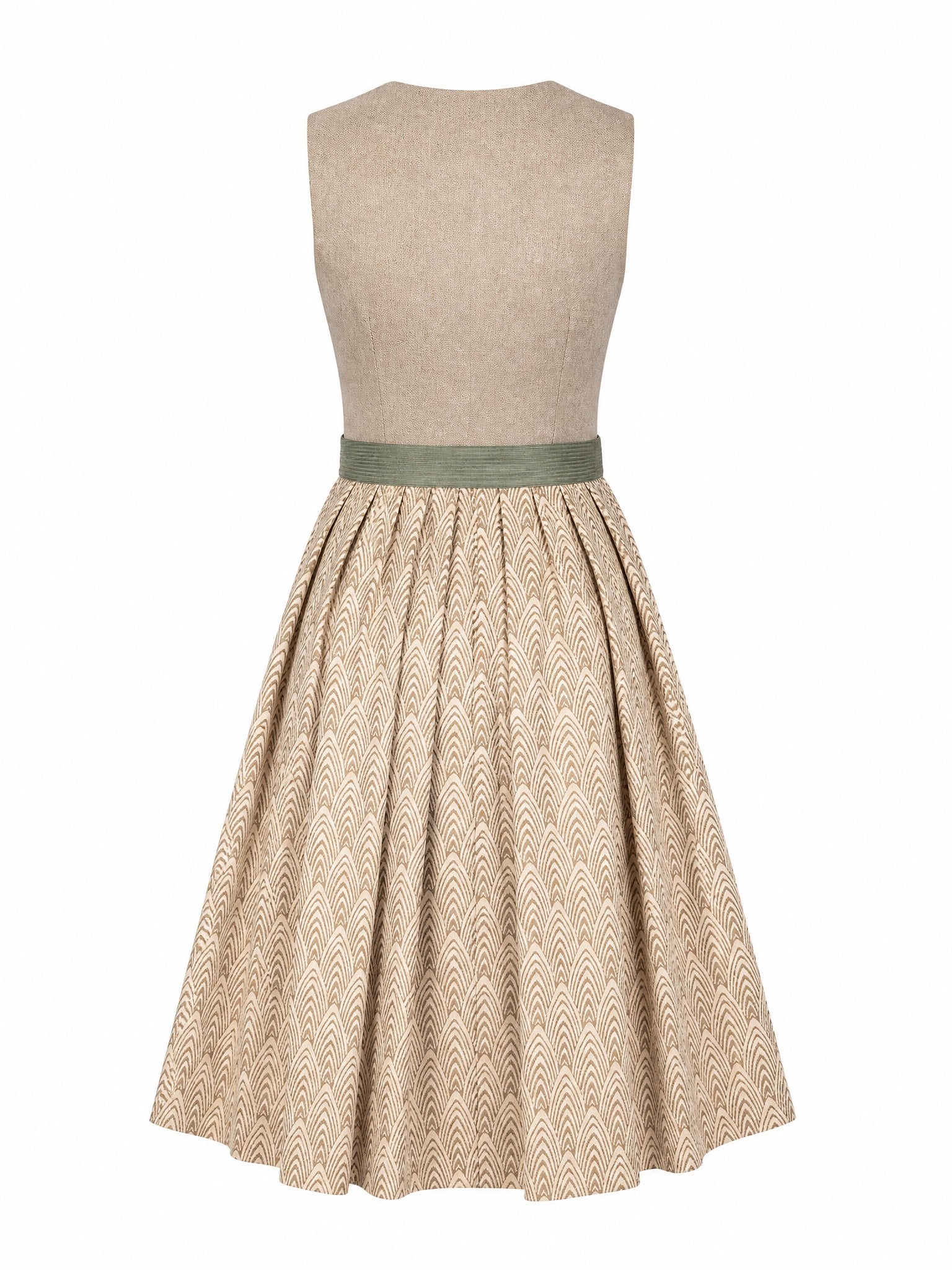 Dirndl Daria in Eukalyptusgrün mit Warmer Sand Schürze - Rückansicht