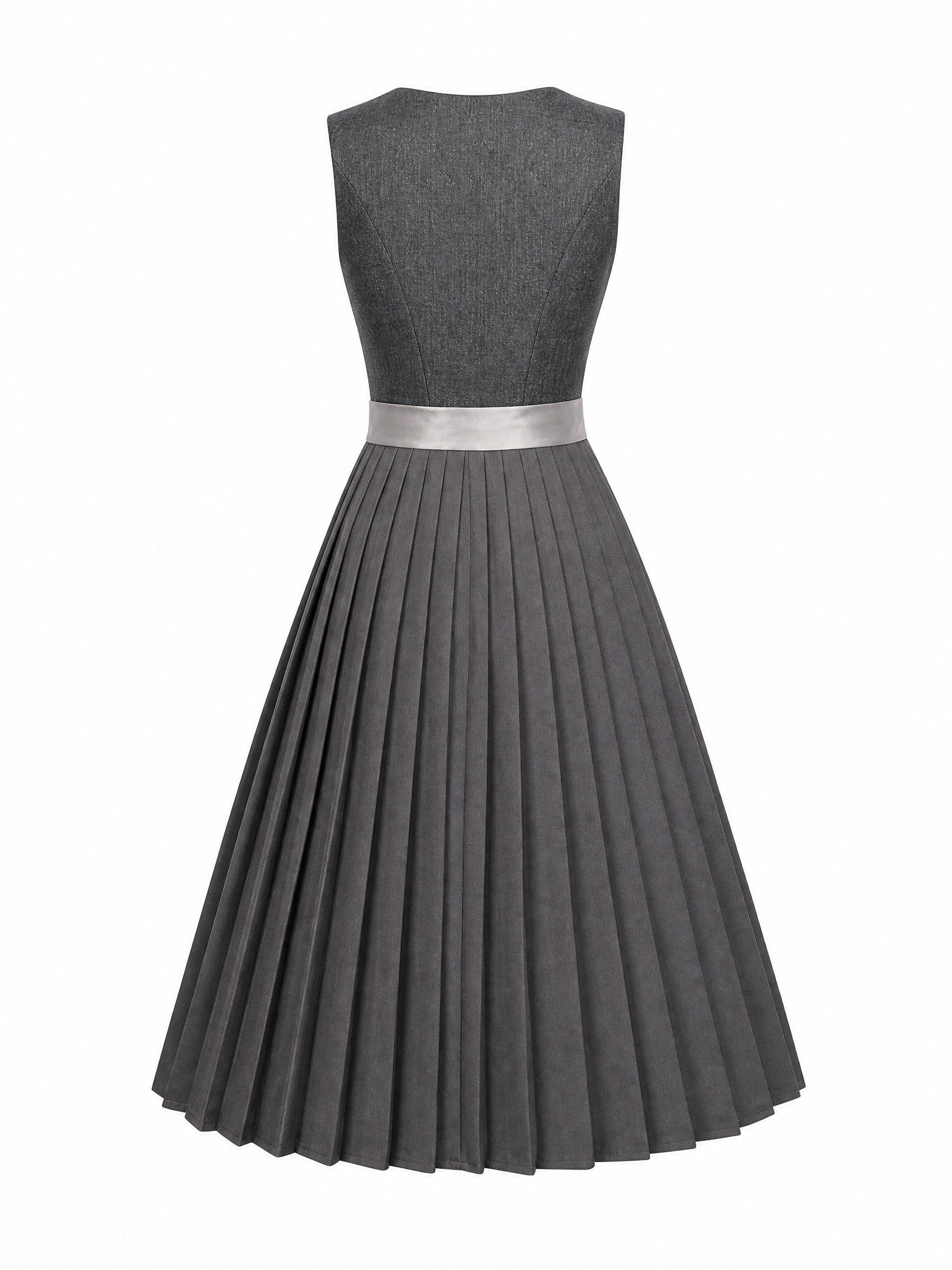 Dirndl Emma in Graphit mit Perlgrau Schürze - Rückansicht