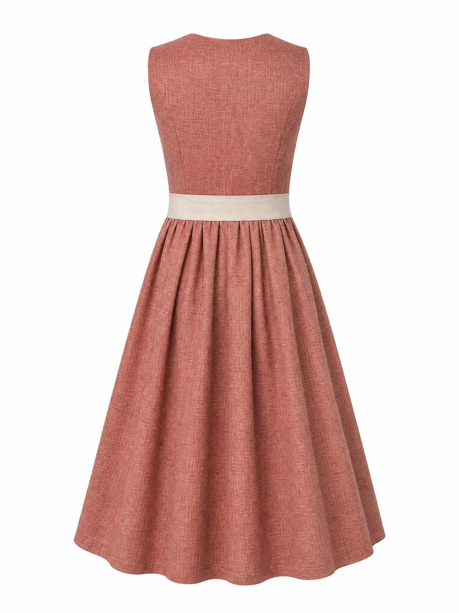 Dirndl Rica in Terrakotta-Rosé mit Flachs Schürze - Rückansicht