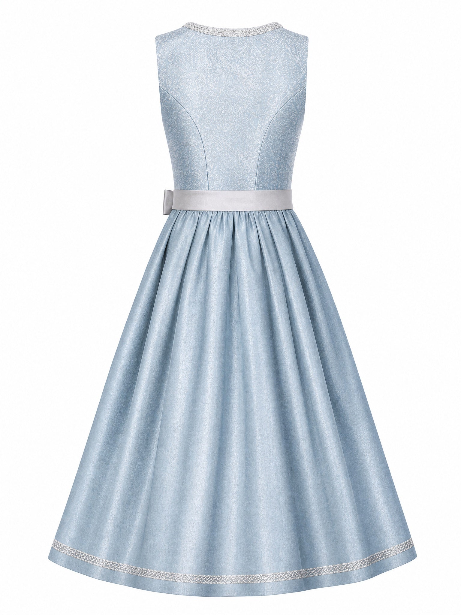 Dirndl Rosalie in Tonbeige mit Eukalyptusgrün Schürze - Rückansicht