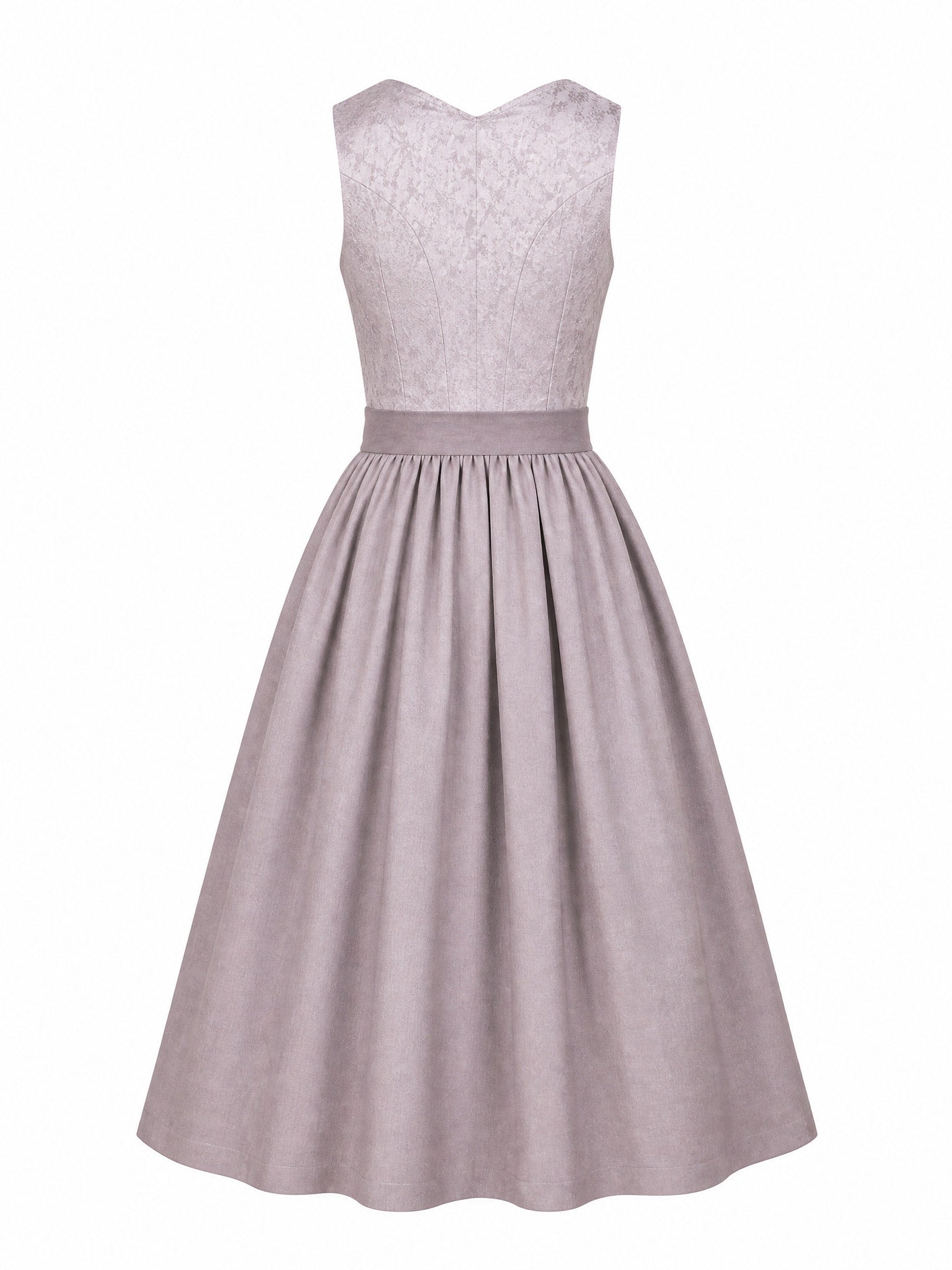 Dirndl Valerie in Alt-Lavendel mit Elfenbein Schürze - Rückansicht