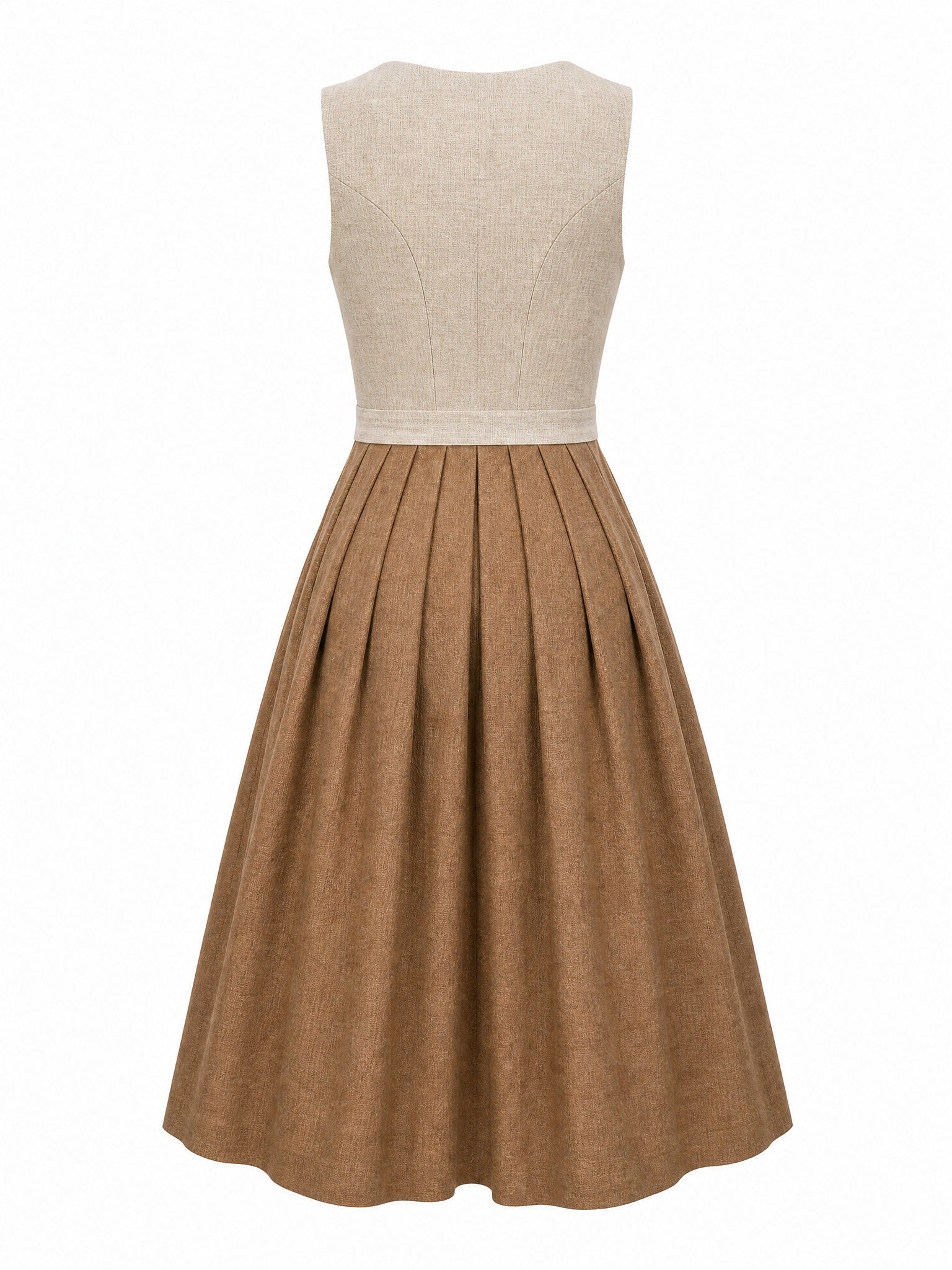Dirndl Vivien in Haferbeige mit Warmer Sand Schürze - Rückansicht
