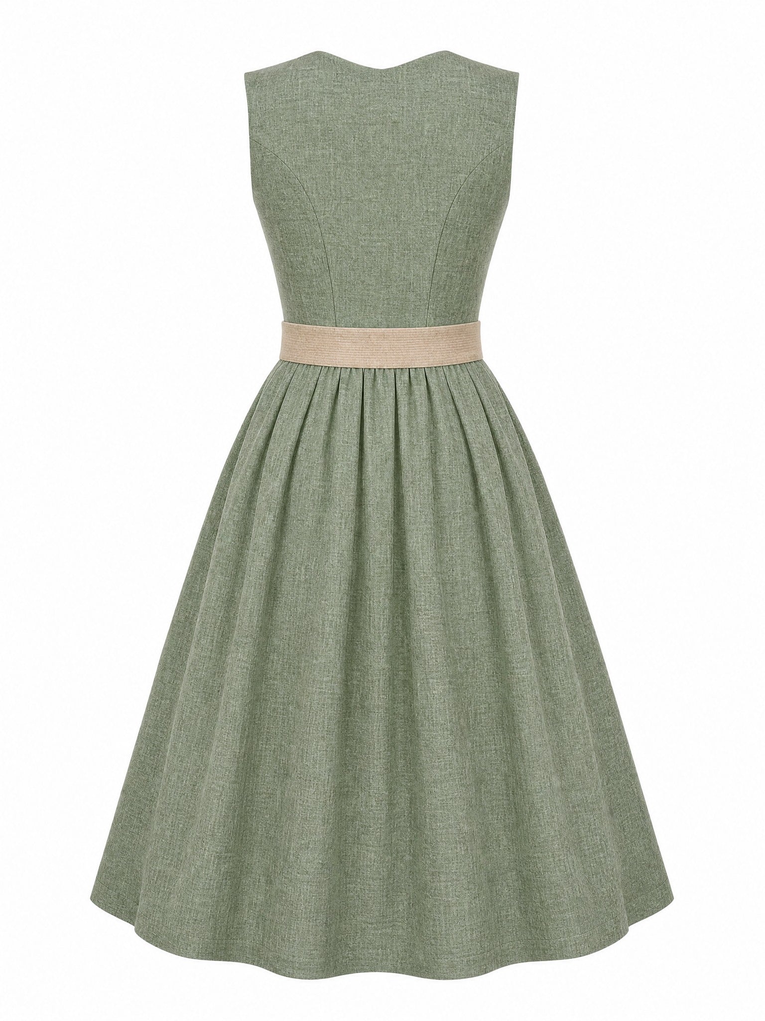 Dirndl Johanna in Eukalyptusgrün mit Warmer Sand Schürze - Rückansicht