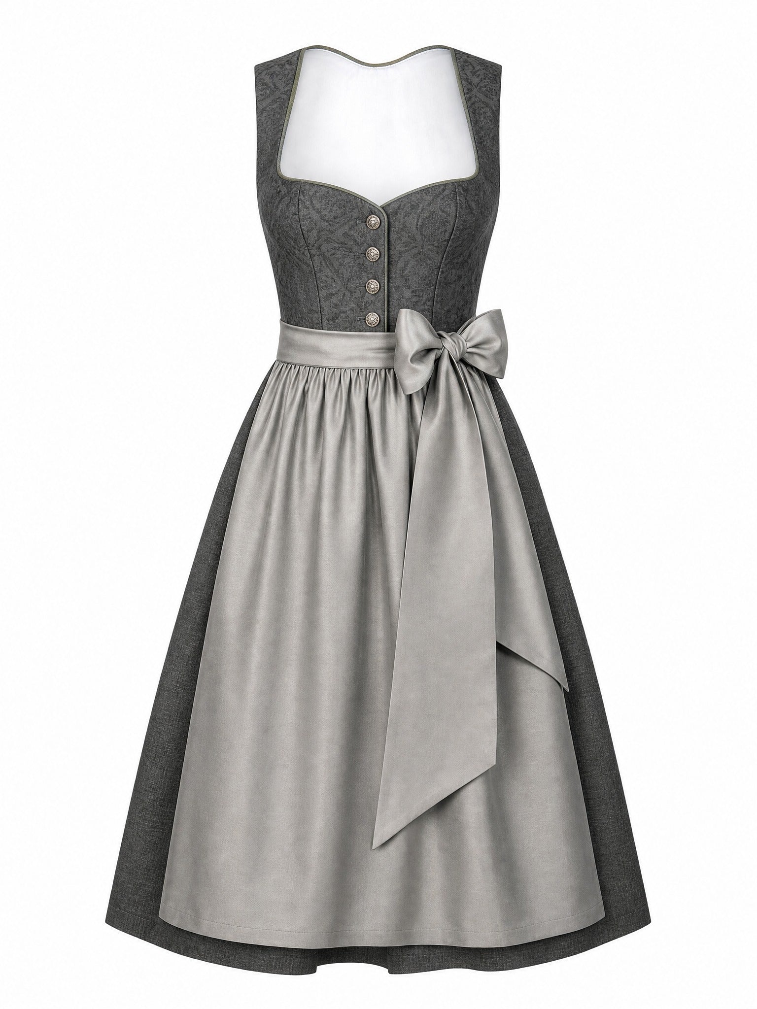 Dirndl Klara in Graphit mit Perlgrau Schürze - Vorderansicht